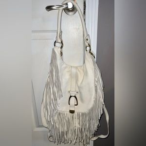 G.I.L.I white fringe purse